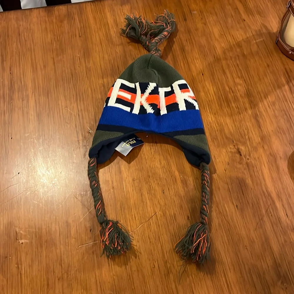 Polo Ralph Lauren Trek Ski Winter Tassel Hat Cap new blue green Mens One Size